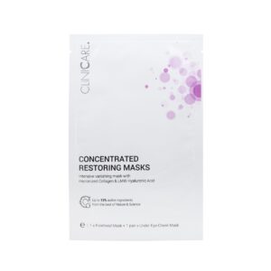 CLINICCARE CONCENTRATED RESTORING MASK, 3 dalių atstatomoji kaukė kaktai, akių ir skruostų zonoms, 1 vnt.